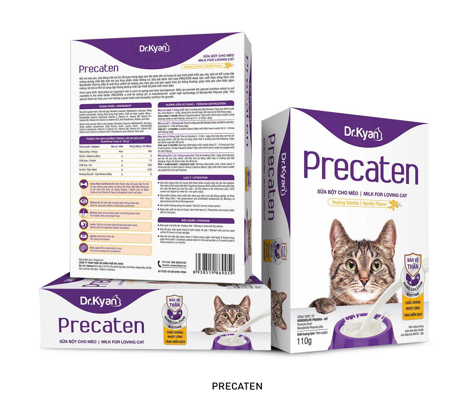 Sữa bột cho mèo Precaten 110g I Phụ kiện và dịch vụ thú cưng Pet Station