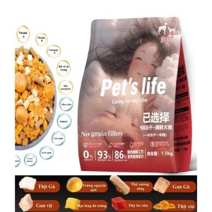 Hạt Petlife chó mix 8 loại topping 1,5kg: gà , trứng , xương tuỷ, gan gà vịt, bò.,,,